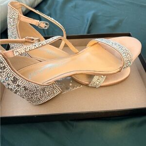 Betsey Johnson champagne Heels with Rhinestone Detail